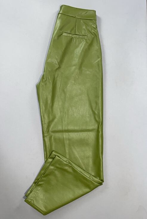 Commense Pants - Commense Women's Wide Leg Coated Faux Leather Chino Pants. Green, Size S. NWT!